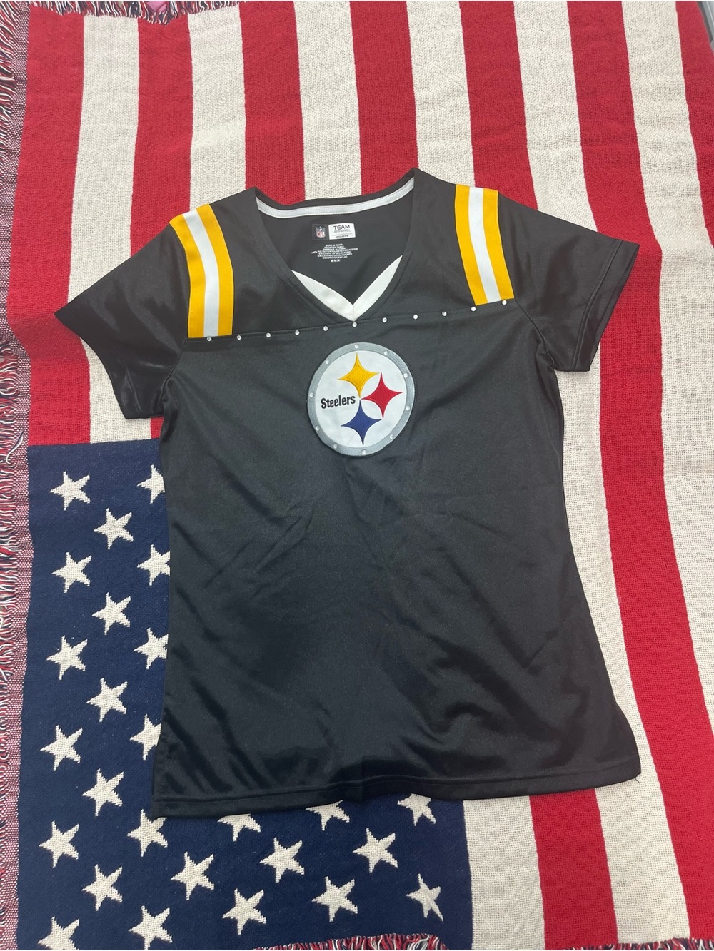 NFL Women's Pittsburgh Steelers Black & Yellow Fan Jersey Top Size Medium